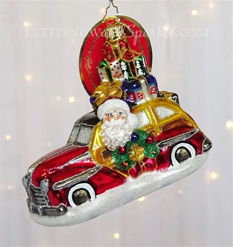 Christopher Radko Wood Paneled Whimsy Santa Car 1020846 Christmas