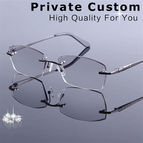 buy metal alloy eyeglasses men rimless prescription reading myopia eyewear