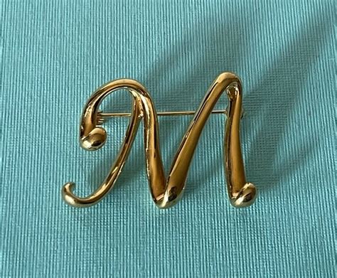 Vintage Letter M Brooch Letter M Pin Letter M Jewelry Etsy