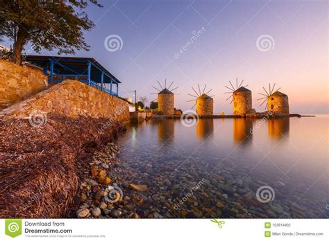 Windmills Of Chios Stock Photo Image Of Architecture 103914902