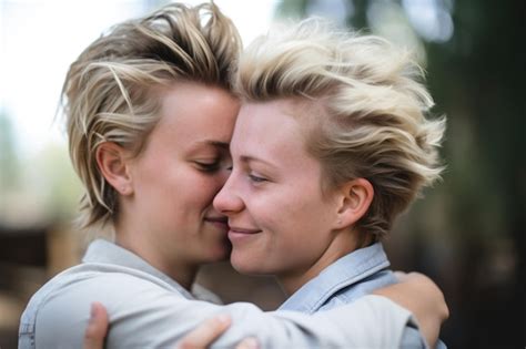Premium Ai Image Blurry Shot Of A Lesbian Couple Embracing One