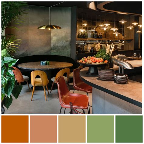Tertiary Colour Scheme Featuring Shades Of Orange To Green Forest