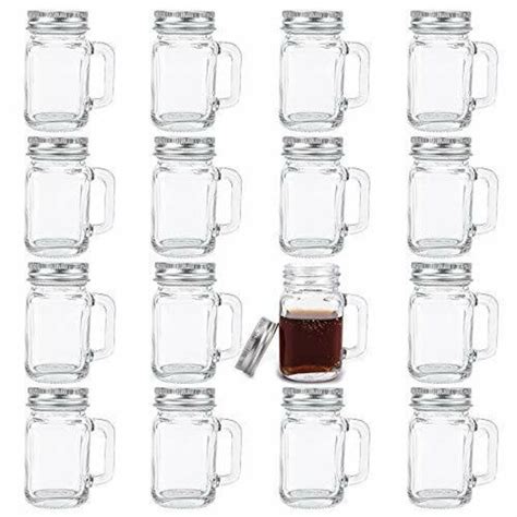 Kingrol 16 Pack 2 Oz Mini Mason Jar Shot Glasses With Lids Glass Favor Jars For Drink Dessert