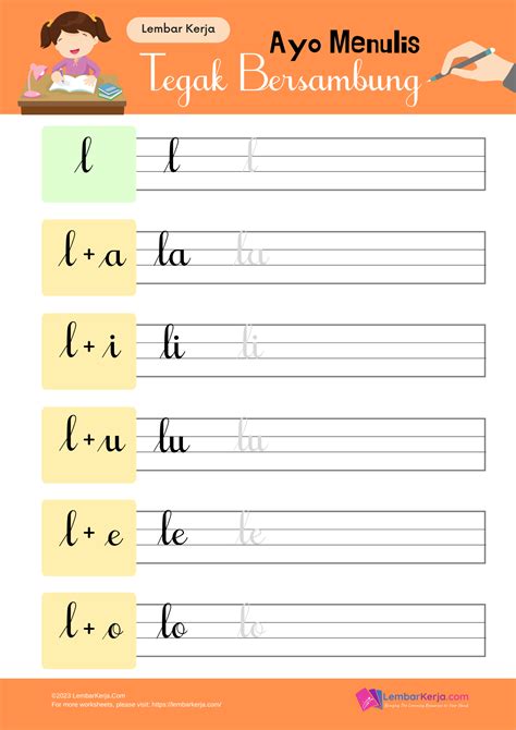 Menulis Tegak Bersambung Huruf L Lembarkerjacom