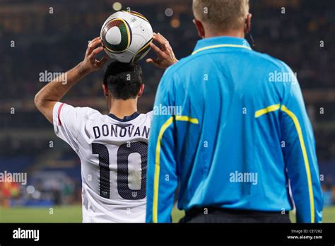 Landon Donovan Of The United States Sets To Throw The Ball Into Play
