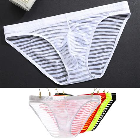 Mens Sexy Sheer Mesh Underwear Briefs Bulge Pouch Low Rise See Through