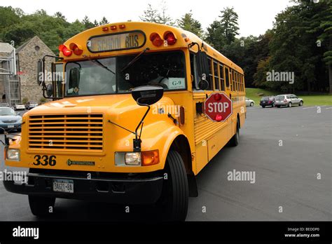 Bright Yellow American School Bus Stock Photo Alamy