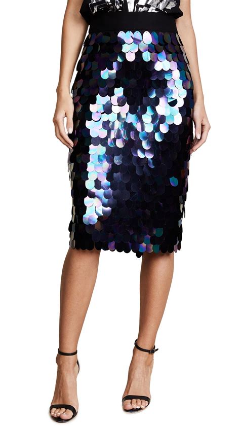 Milly Synthetic Paillette Sequin Midi Skirt In Blue Lyst