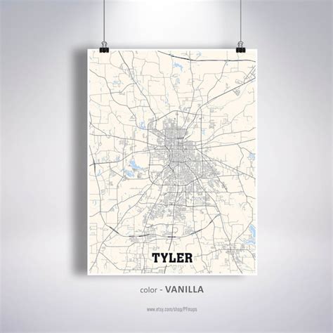 Tyler Map Print Tyler City Map Texas Tx Usa Map Poster Etsy