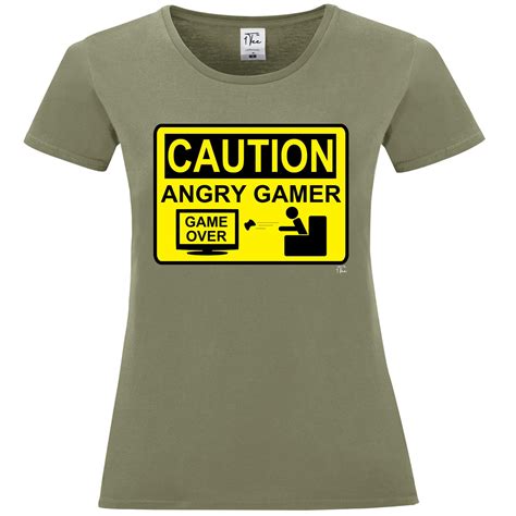 1tee Womens Caution Angry Gamer T Shirt Ebay