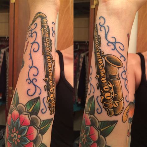 Saxophone And Mandala Tattoo By Zach Griggs