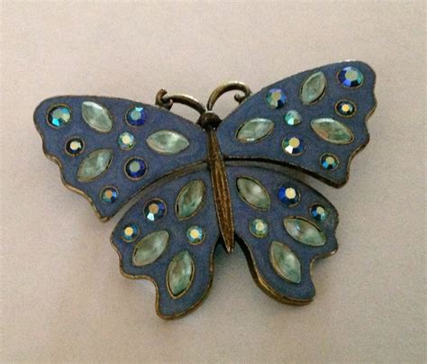 Vintage Avon Blue A B Rhinestone Butterfly Brooch Etsy