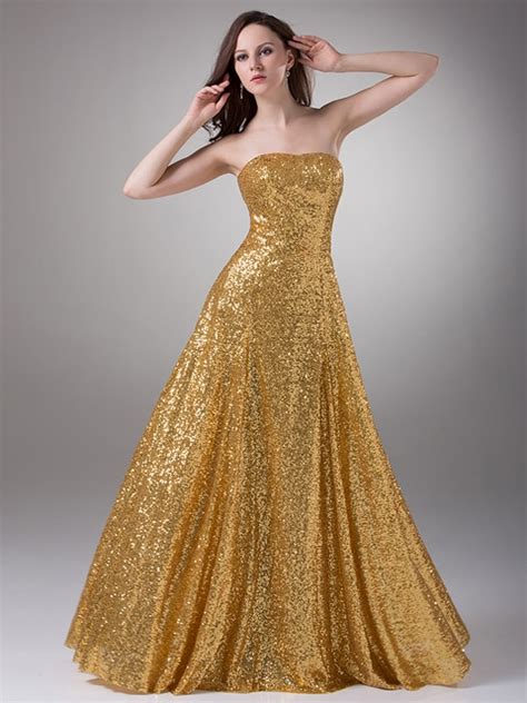 Gold Sequins Sweetheart Long Formal Evening Dresses 2016 Gowns Sparkly