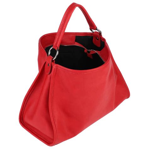 Laura Di Maggio Italian Made Red Pebbled Leather Large Hobo