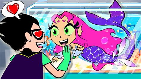 Starfire Mermaid Fall In Love With Robin The Hero Paper Teen Titans