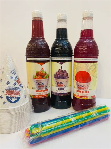 Snow Cone Syrup Variety Pack 3 Pk With 20 6oz Cups And Spoon Etsy