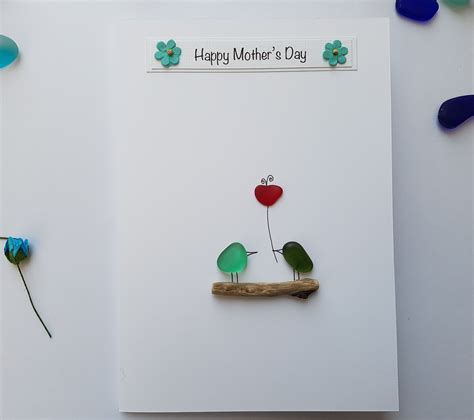 Check Out These Lovely Sea Glass Art Handmade Mothers Day Card On Etsy Uk