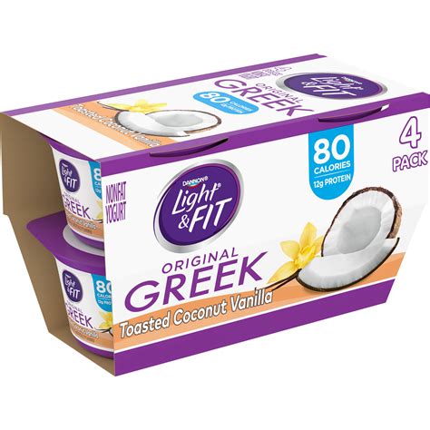 Light Fit Nonfat Gluten Free Toasted Coconut Vanilla Greek Yogurt Oz Cups Count