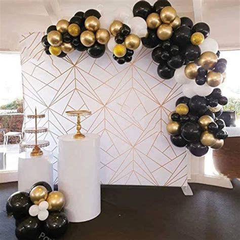 Black Gold White Organic Balloon Garland Arch Kit For Birthday Etsy