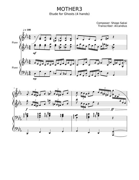 Mother 3 Etude For Ghosts Sheet Music For Piano Piano Duo