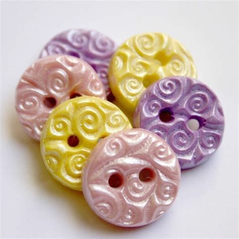Items Similar To Pearled Pastels Handmade Buttons Set Of 6 On Etsy