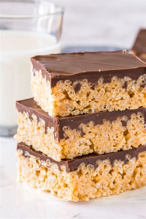 Rice Krispie Treats With Peanut Butter And Chocolate Topping Rice Poin