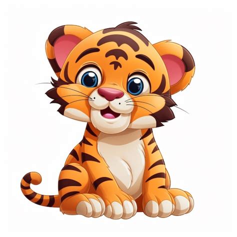 Premium Vector Cartoon Funny Baby Tiger Sitting Ai Generated