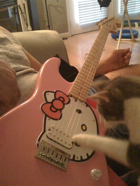 A Cat Is Playing With An Electric Guitar