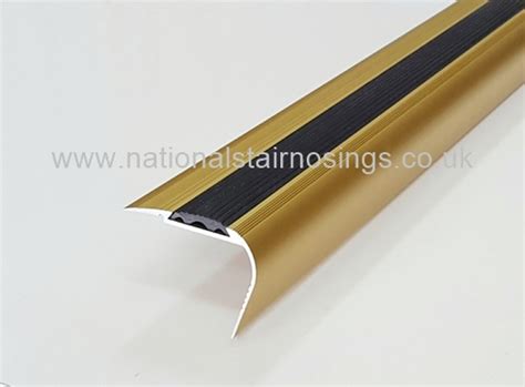 Aluminium Anodised Gold Round Edge Anti Slip Stair Nosing Ramp Profile 25m National Stair