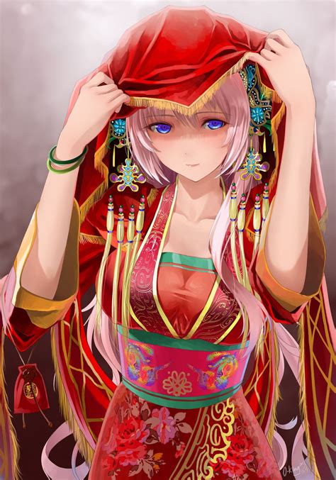 Megurine Luka With A Chinese Wedding Dress Kimono Animé Anime Kimono