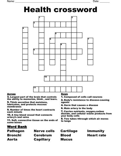 Health Crossword Wordmint