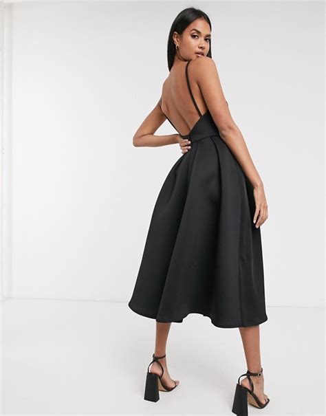 True Violet Exclusive Backless Prom Midi Dress In Black Asos Prom