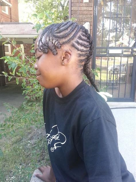 The hairstyle in the picture comprises several different elements of hairstyle: Beautiful Natural Braided #Mohawk #African #American #Black #Children #Kids #Hair #Styles www ...