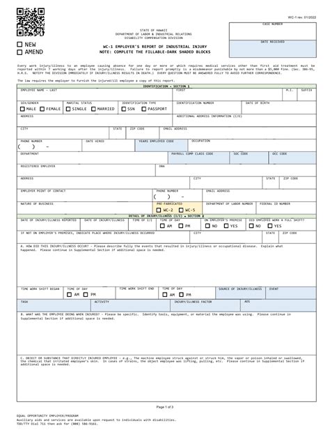 Form Wc 1 Download Fillable Pdf Or Fill Online Employers Report Of