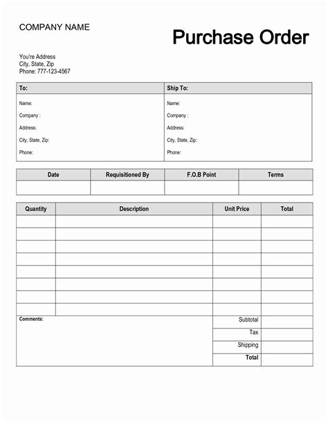 Simple Purchase Order Template Latter Example Template