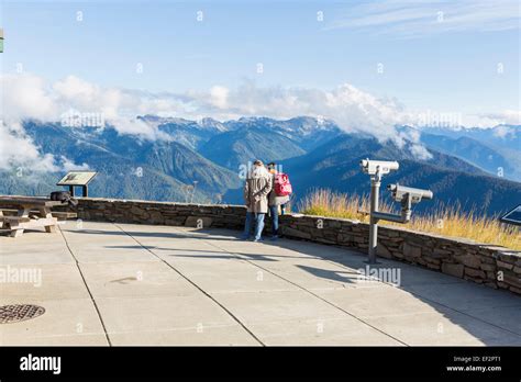 Tourists At The Hurricane Ridge Visitor Center In Olympic National Park