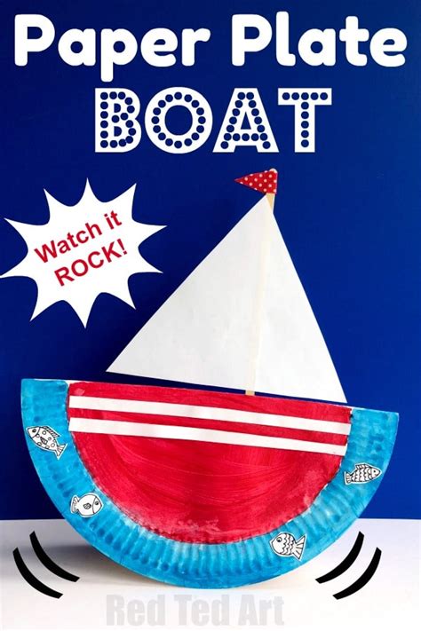 Rocking Paper Plate Boat Red Ted Art Easy Kids Crafts