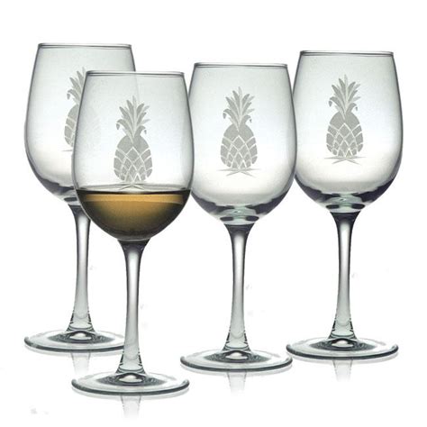 Pineapple Collection White Wine Glasses Set Of 4