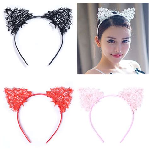 2018 New Cute Cat Ears Sexy Lace Girls Hair Accessories Hollow Out