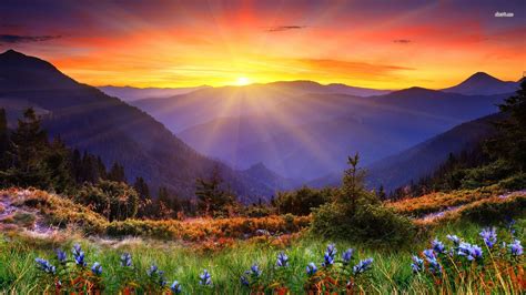 Free Download Wallpaper Mountain Sunrise Spring 1920x1080 Nature