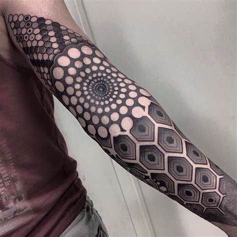 Geometric Dotwork Tattoo By Nissaco Geometric Sleeve Tattoo Tattoos