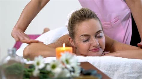 Woman Gets Back Massage Spa By Massage Therapist Stock Video Video