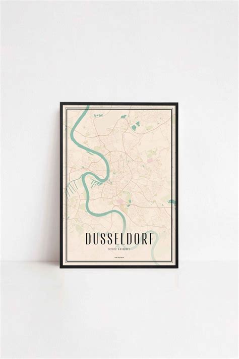 Art And Collectibles City Map Art Dusseldorf Poster Wall Art Print Map