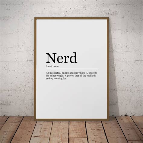 Nerd Print Definition Poster Wall Art Minimalist Nerd Friend Etsy