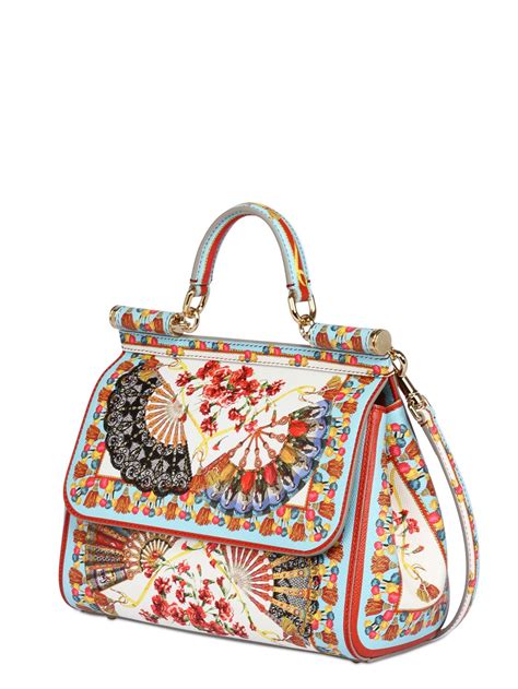Lyst Dolce And Gabbana Sicily Medium Printed Textured Leather Tote In White
