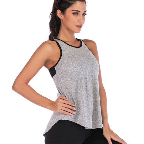 Womens Sleeveless T Shirt Tee Sport Vests Fitness Running Loose Solid