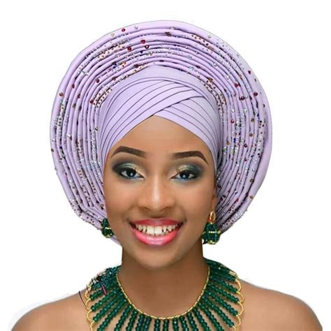 African Headtie Nigerian Headtie With Beads Stones Auto Gele African G