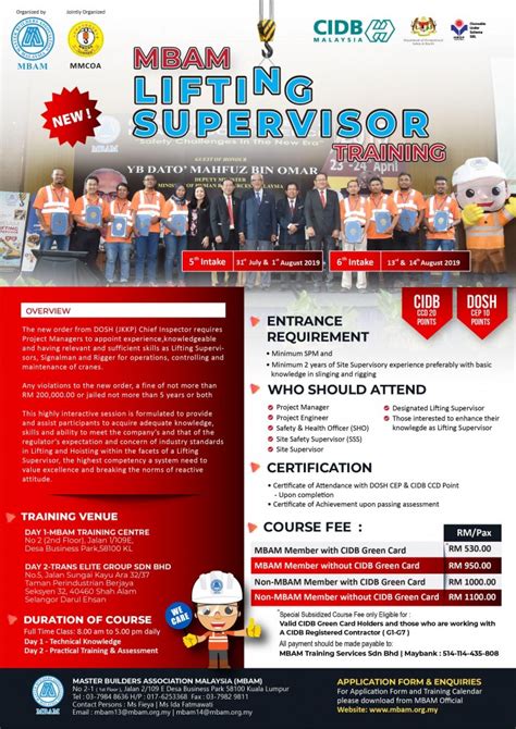 Master builders association malaysia (mbam) live webinar. MBAM Lifting Supervisor Training | Master Builders ...
