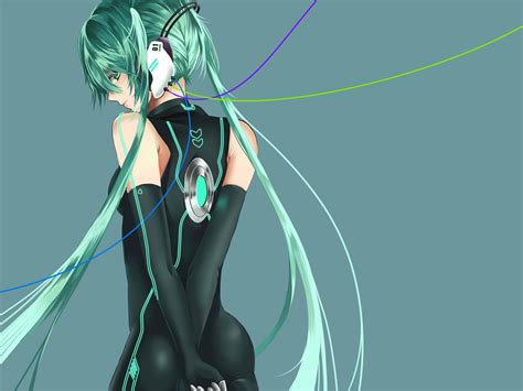 Anime Bodysuit Girl Twintails Bodysuits Hands Behind Back Simple