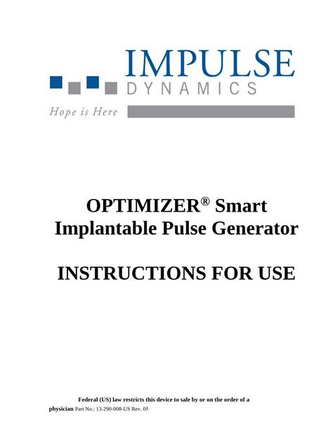 Pdf Optimizer Implantable Pulse Generator Instructions For Use